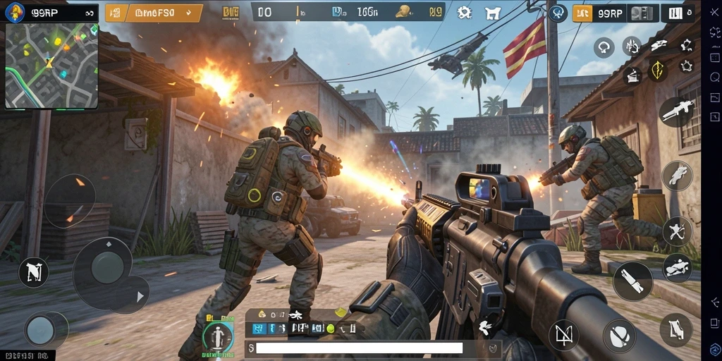 Screenshot gameplay 99RP menampilkan pertempuran mendebarkan di medan perang.
