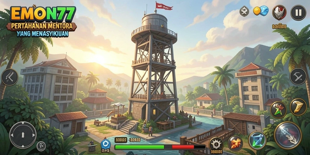 Tangkapan layar permainan EMON77 dengan aksi Tower Defense yang mendebarkan.