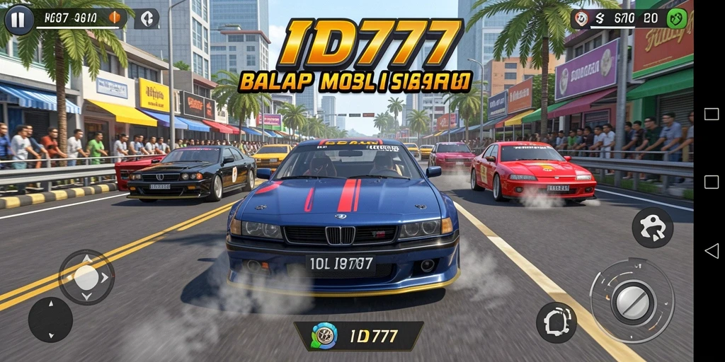 Screenshot gameplay balapan mobil yang menegangkan di ID777.