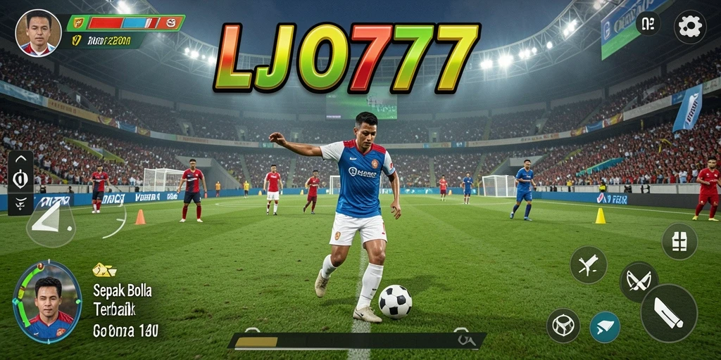 Screenshot gameplay LJO777 dengan aksi seru di lapangan sepak bola.