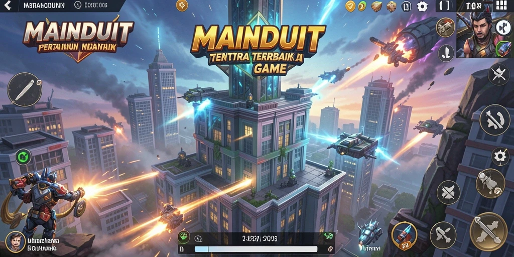 Tangkapan layar dari gameplay <strong>MAINDUIT</strong> menampilkan pertempuran Tower Defense yang intens.