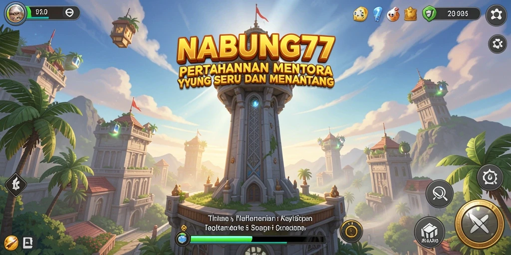 Tampilan gameplay menara pertahanan yang mendebarkan di NABUNG77.