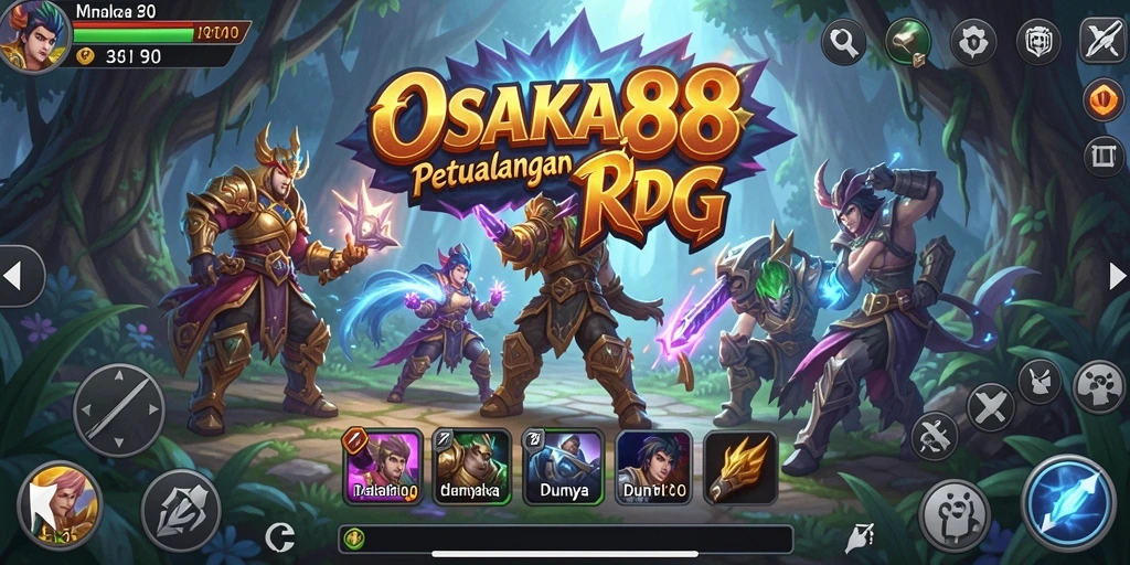 Screenshot gameplay OSAKA88 menampilkan pertarungan seru dan eksplorasi dunia RPG.