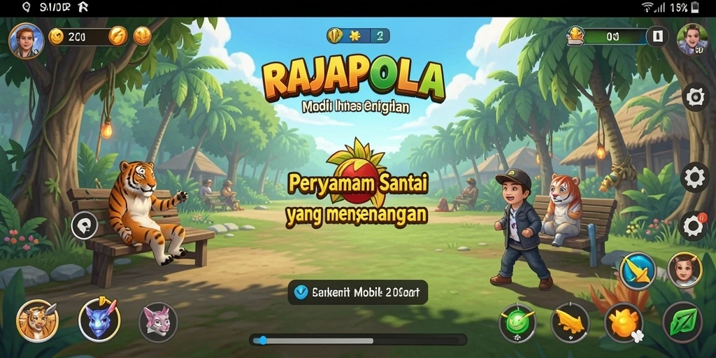 Tampilan gameplay RAJAPOLA yang menarik dan penuh warna.