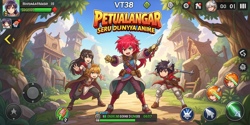 Gambar menampilkan karakter anime yang sedang bertarung di arena yang mendebarkan.