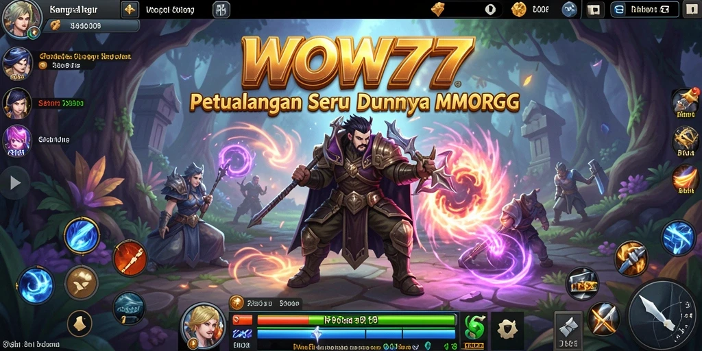 Screenshot WOW77 menunjukkan battlefield yang epik dalam MMORPG.